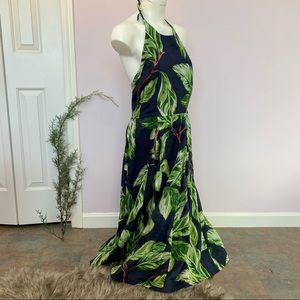 Ann Taylor halter top palm leaf dress